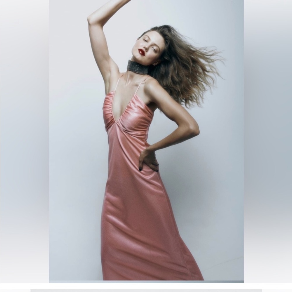 Zara pink metallic dress